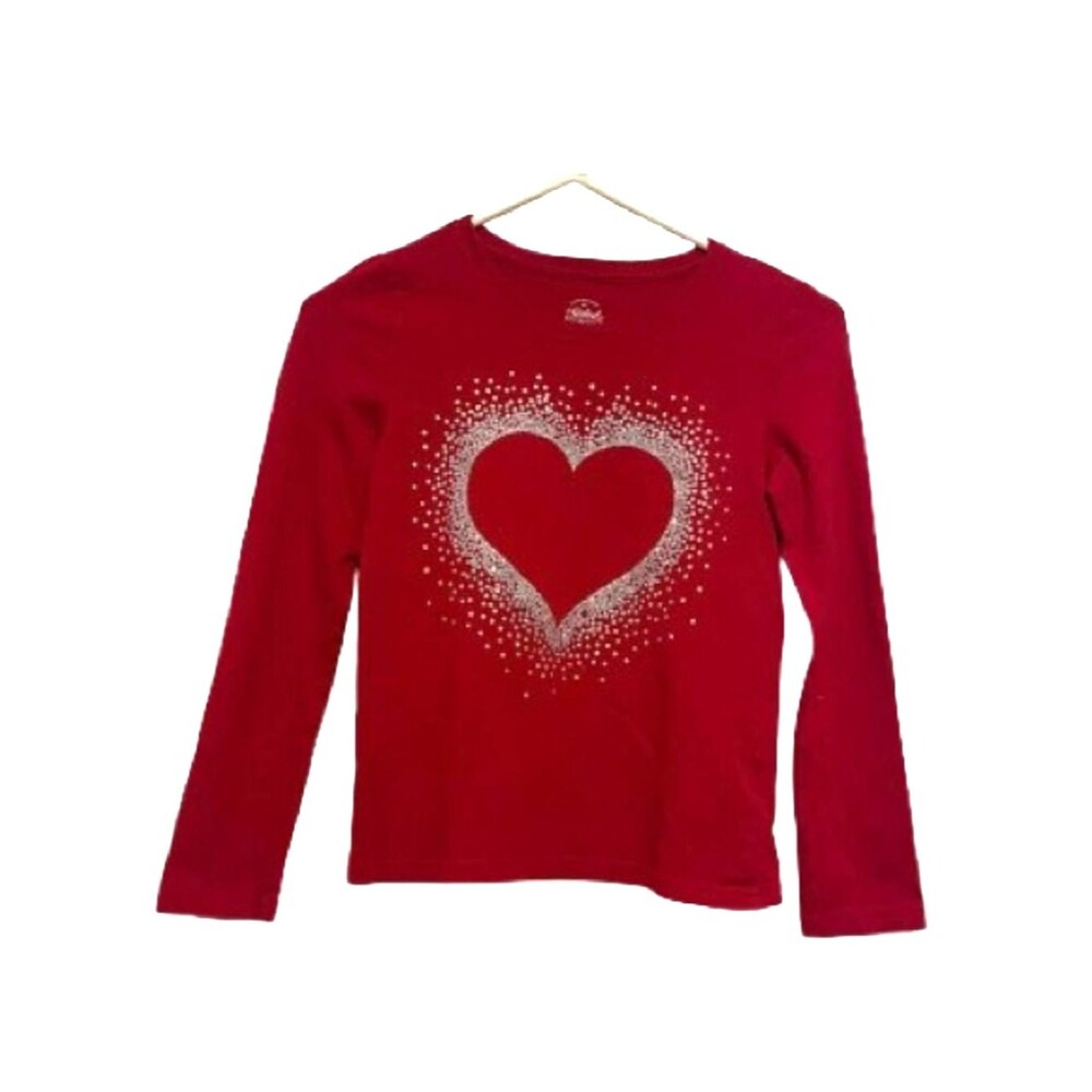 Faded Glory Girls Red Heart Long SleeveTee Size Large